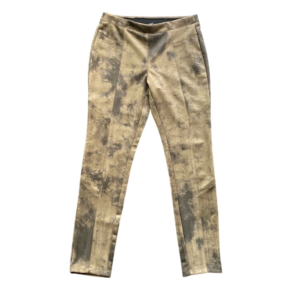 TAHARI Pant Womens Sz Medium Brown Faux Leather Tie Dye Boho Western